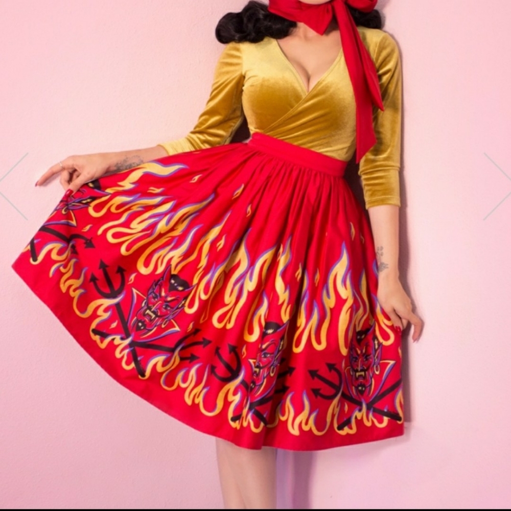 Micheline Pitt x Ben Cooper devil swing skirt